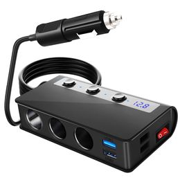 Chargeur de voiture de s￩paration plus l￩g￨re 180w Cigarette Charge rapide QC3.0 Adaptateur 12V / 24V 4 PORT USB CHARGE