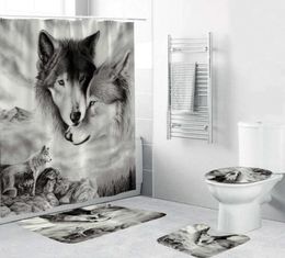 180x180cm 1PC3PCS4PCS WORK WOLF REGRER Catcher Eyes Wolf avec 12 crochets Route de salle de bain rideau de toile de toilette Tapis de rideau de rideau T5505138