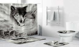 180x180cm 1 PC3PCS4PCS WIT Wolf Dream Catcher Wolf Eyes With 12 Hooks Badkamer Douchegordijn Toiletmat Deksel Tachelgordijn Sets T7129001