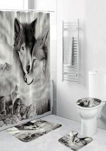 180x180cm 1PC3PCS4PCS WORK WOLF REGRER Catcher Eyes Wolf avec 12 crochets Curtain de douche de salle de bain Toilet de toile de toile