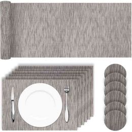 180x30cm Placemats Table Runner Set 1 stks Lange Mat + 6 Stks Onderzetters Anti Slip Place Mats Camino de Mesa 210708