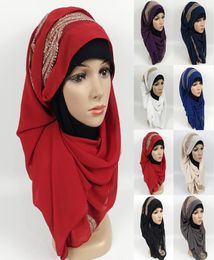 180x75 cm Femmes en mousseline de mousseline de haute qualité Écarpe Plaine musulmane châle et hilab rifte