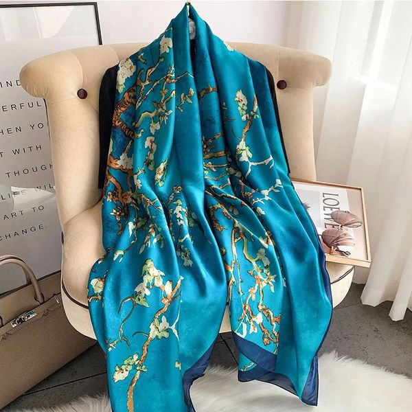 180x90cm Brand de luxe Mode Summer Femmes Soft Silk Croquage Femme Châle Foulard Dames Minongeur Back Bandanna Pareo Beach 240429