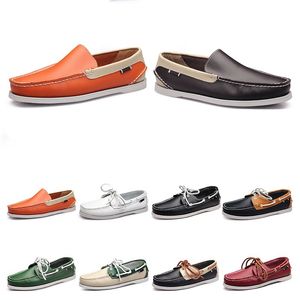 181 heren casual schoenen lederen Britse stijl zwart wit bruin groen geel rood mode buiten comfortabel ademend