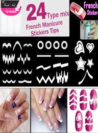 1824 Vellen Franse Tip Nagelsticker Sjabloon Tips Gids Wervelingen Manicure Nagels Art Decals Voor Fringe DIY Sencil 3D Styling schoonheid T6960037