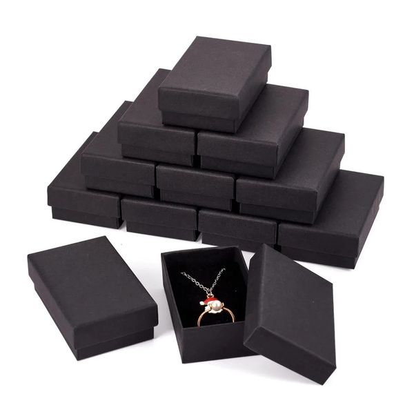 1824 pièces Tan noir blanc boîte à bijoux en carton marbre bague collier Bracelet bricolage cadeau stockage emballage fournitures 240327