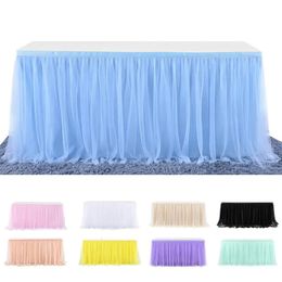 Jupe de Table ronde et carrée en Tulle, jupes Tutu, fournitures el pour mariage, décor de fête d'anniversaire pour enfants filles, 183Cm77Cm, 240322