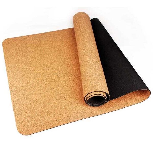 Estera de Yoga Tpe de corcho Natural de 183X63Cm para Fitness, gimnasio, deportes, esteras de madera blanda, almohadillas para ejercicios de Pilates, esterillas antideslizantes para Yoga, esterilla absorbente de sudor de 8mm de espesor