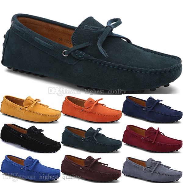 185 Nouvelle Mode Hommes Casual Chaussures En Cuir Style Britannique Printemps Couple Véritable Peas Scrub Men Drive Paresseux Couvre-chaussures Extérieur Confortable Respirant Noir Jaune