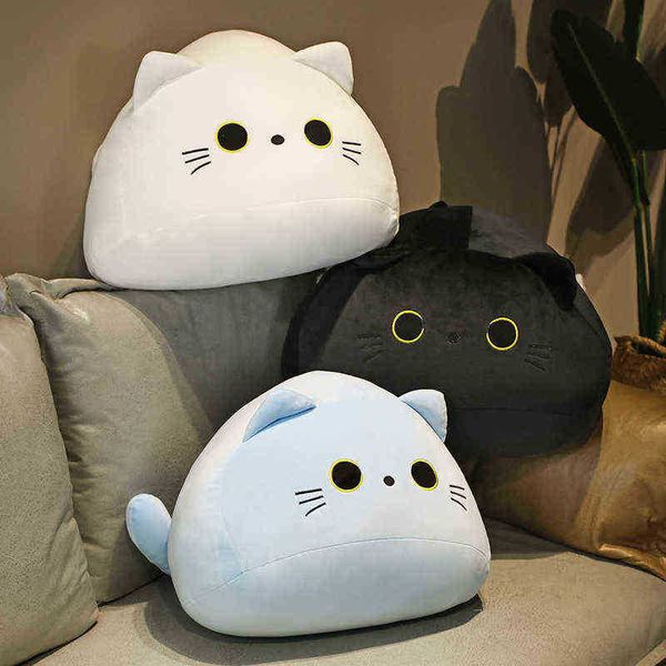 1855 cm mignon chat noir câlin doux kawaii peluche anime boulette chat oreillers dessin animé animal peluche poupée enfants cadeau de noël J220729