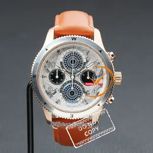 1858 8000 Geosphere 0 Oxygen Quartz Chronograph Mens Watch South Pole Exploration Limited Edition Rose Gold Gray Black Dial Brown Lederen Puretime Stopwatch PTMBL