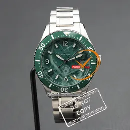 1858 ICED ZEE -datum 129373 Automatische heren Watch Steel Case Ceramics Bezel Green Dial Stainless Steel Bracelet Watches Reloj Hombre Montre Hommes PuretimeWatch Ptmblbl