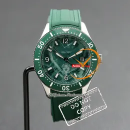 1858 ICED ZEE -datum 131323 Automatische heren Watch Steel Case Ceramics Bezel Green Dial Rubberen Riem horloges Reloj HOMBRE MONTRE Hommes PuretimeWatch PTMBL F2