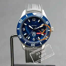1858 ICED ZEE -datum 131325 Automatische heren Watch Steel Case Ceramics Bezel Blue Dial Black Rubber Riem horloges Reloj Hombre Montre Hommes PuretimeWatch Ptmblbl