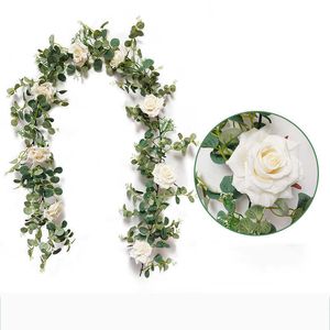 185 cm soie artificielle Rose vigne fausse fleur guirlande décoration pour mariage arc Arrangement maison chambre décoration Y0901
