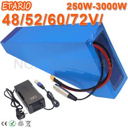 18650 Batterie 52V 48V 20AH 30AH 35AH 40AH Batterie Ebike 60V 30AH 72V Batterie Triangle pour batterie d'accumulateur 500W-3000W.