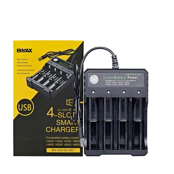 Chargeur de batterie 18650 1 2 3 4 emplacements AC 110 V 220 V double pour 10400 14500 16650 18500 18350 chargeurs de batterie 3,7 V USB batterie au lithium rechargeable