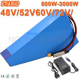 Batterie 18650 Ebike 48V 52V 20Ah 30Ah 35AH 40AH 60V 30Ah 72V 25Ah Batterie Triangle pour moteur Bafang 1500W 2000W 2500W 3000W.