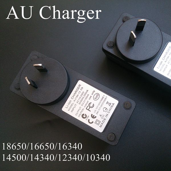 18650 Li-ion Battery AU Chargeur Chargeur Adaptateur Universal Rechargeable Lithium Ion Batteries 650mAh Charger pour 16650/16340/14500 DHL