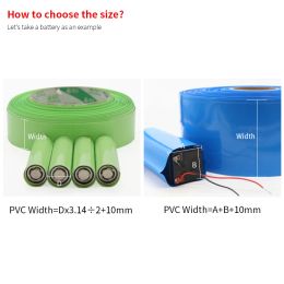 18650 LIP Batterie PVC THAUX THRINK TUBE Largeur 280 mm ~ 625 mm dia 55 - 255 mm Film Imaginage Lithium Cable Câble Câble Câble