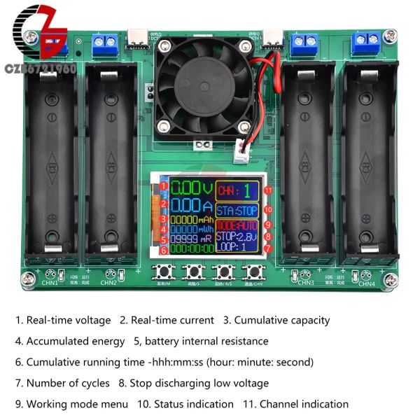 18650 Module de testeur de capacité de batterie au lithium MAH MWH Digital Battery Power Detector 18650 Testeur de batterie Type-C AUTO CHAR