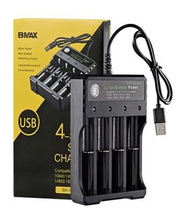 18650 Lithium -batterijlader met USB -kabel 4 3 2 1 Oplaadslots voor 26650 18490 18350 Oplaadbare batterijen Charger Smart Int8306342