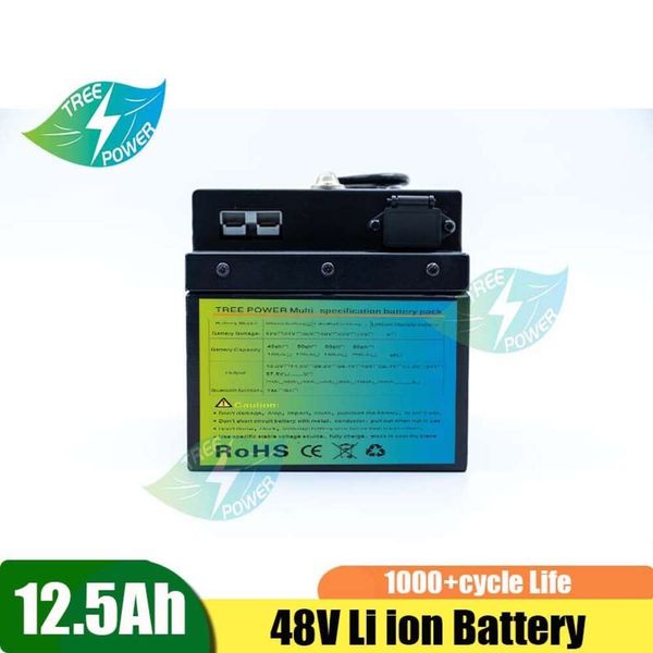 18650 baterías recargables 48v 12.5Ah para motor E-bike coche batería de almacenamiento solar de iones de litio + cargador