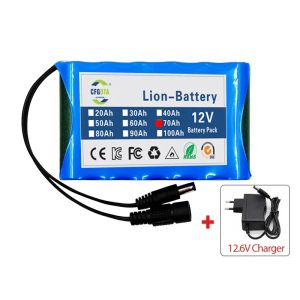 18650 Batterie rechargeable 12V 70000mAh Capacité de batterie au lithium DC 12.6V 31Ah moniteur de came CCTV avec chargeur