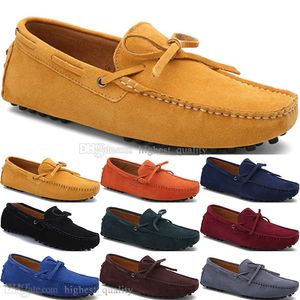 186New Fashion mens Casual Chaussures en cuir style britannique printemps Couple véritable Peas Scrub men Drive Lazy man overshoes outdoor confortable respirant noir jaune