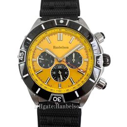 1884 Montre pour homme Cadran jaune lumineux Mouvement automatique Verre saphir B01 Boîtier en acier lourd Bracelet à billes en caoutchouc Designer M191j