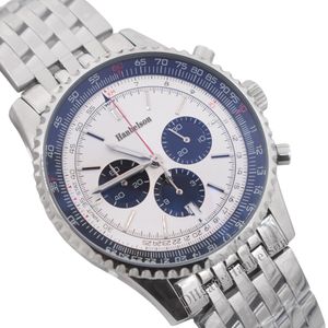 1884 Sports Mens watch Japon VK quartz Chronographe batterie bracelet en acier lumineux cadran blanc multi-fonction menes montres 46mm