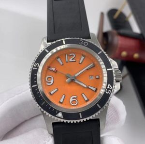 1884 Super-Ocean 46MM montres cadran orange lunette tournante en acier inoxydable bracelet en caoutchouc mécanique automatique pour hommes montre lumineuse montre-bracelet