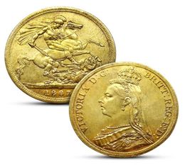 18871900 Victoria Sovereign Coins 14pcSset 38 mm Small Gold Souvenir Coin Cominable Commémorative Coin New Arrival2770041