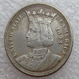 Moneda de copia de cuarto de dólar de Isabella, accesorios para el hogar de alta calidad, monedas de plata 336d, 1893