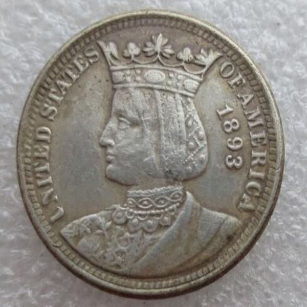 Moneda de copia de cuarto de dólar de Isabella 1893, accesorios para el hogar de alta calidad, monedas de plata 295H
