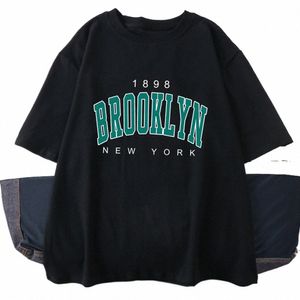 1898 Brooklyn New York Lettre Imprimé Cott T-shirts Pour Homme Persality Street Hip Hop Vêtements Oversize All-math Hommes Tops K51G #