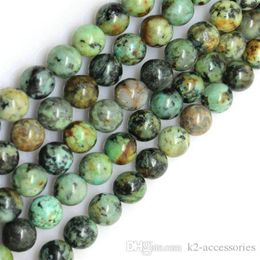 189pcs / lot 6 mm perles turquoises africaines pierre perles rondes en vrac semi-précieuses pierres précieuses naturelles bijoux à bricoler soi-même Making220e