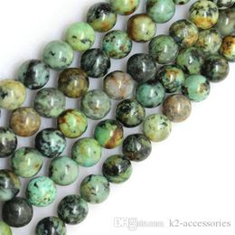 189pcs / lot 6 mm perles turquoises africaines pierre perles rondes en vrac pierres semi-précieuses naturelles bijoux à bricoler soi-même Making255J
