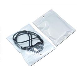 18cm * 10 cm Pearl White Rits Retail Packaging Plastic Tas voor Oortelefoon en USB-kabel Retailzak voor telefooncase voor mobiele telefoon