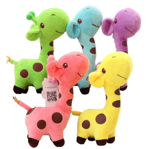 18 cm/25 cm mignon girafe en peluche pendentif doux cerf en peluche dessin animé animaux poupée bébé enfants jouets noël anniversaire coloré cadeaux