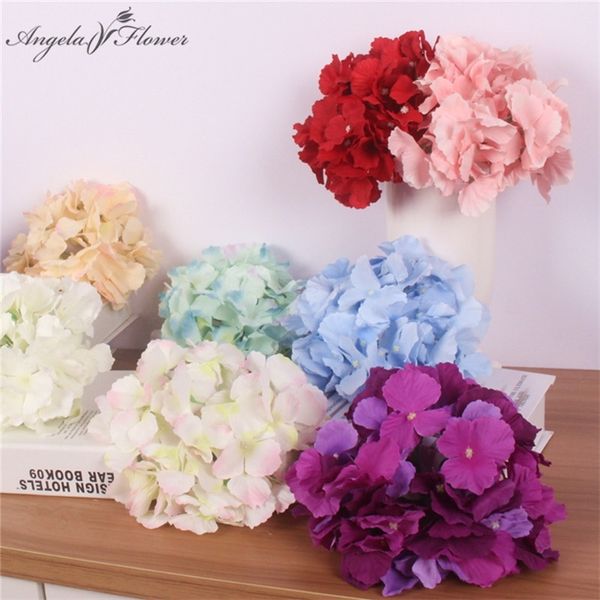 18cm 54 pétales grandes têtes de fleurs d'hortensia fleurs artificielles maison bricolage décoration de jardin de mariage faux floers fête murale 15pcs / lot 210317