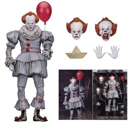 18 cm 7 pulgadas Neca Stephen King's It Pennywise Joker Payaso Pvc Figura de acción Juguetes Muñecas Día de Halloween Regalo de Navidad C19041501