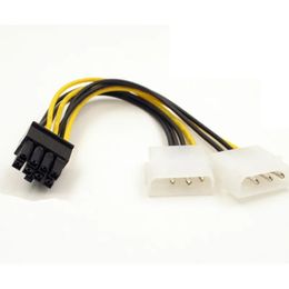 18cm 8pin a doble tarjeta de video de 4pin Cable de alimentación Y forma 8 pin PCI Express a Dual 4 pin Molex Gráficos Cable de alimentación Adaptadores de cable de alimentación