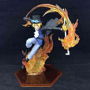 18 cm Anime Figure One Piece Sabo Figurine Feu Poing Flamme Combat Edition Sabo PVC Figurines Collection Modèle Jouets X0526