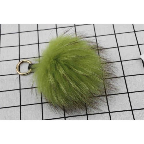 18 cm Bigos esponjosos Bugs Keychains con Feather Real Fox Fur Ball Chain Bag Bagm Monster Pompom Yellow289i