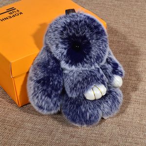 18 cm vorststijl Rex Furs Rabbit Plush Toys Key Ring Keychain Hangtas Car Charm Tag Leuke Mini Toy Doll Real Fur