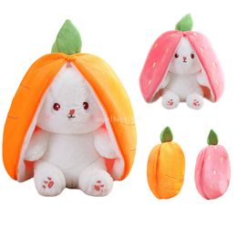 18 cm kawaii fruit getransfigureerde paashaas pluche speelgoed schattige wortel aardbeienzak verandert in konijn pluche speelgoed kinderen verjaardagscadeau