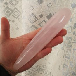 18cm Natural Rose Quartz Crystal Wand Persoonlijkheid Roze Quartz Massage Stick Gemstone Beauty Bar Yoni Genezing voor Vrouwen Gift