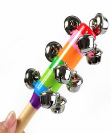 18cm fête favorable Rattles Jingle Bells Style en bois Rainbow Hand Shake Sound Bell Baby Toy Toy Enfants Gift DH83553675395