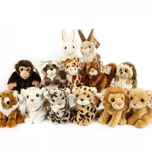 18 cm simulatie Wild Animal Kawaii Tiger Lion Leopard Doll Best Raccoon Hedgehog Gevulde pluche speelgoed voor kinderen